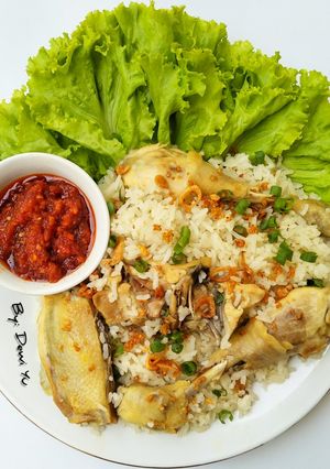 Foto resep Nasi Tim Ayam / tun kai fon ala bangka dan sambal hainan