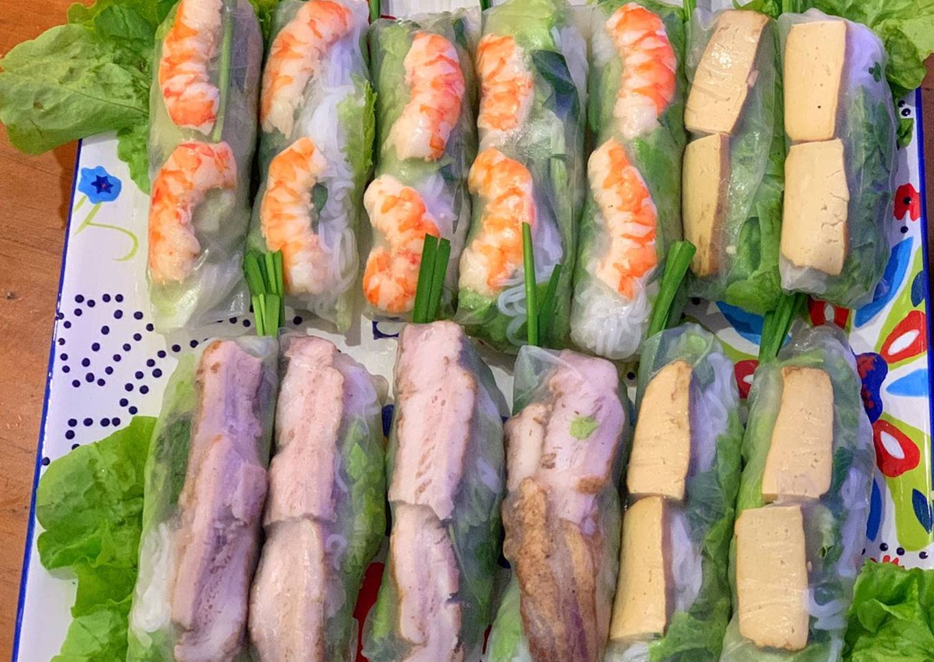 Vietnamese rice pepper rolls with prawns and pork