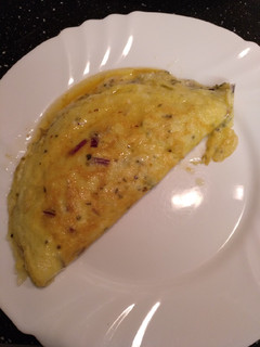 Una foto de Tortilla francesa: Jamón con queso y cebolla