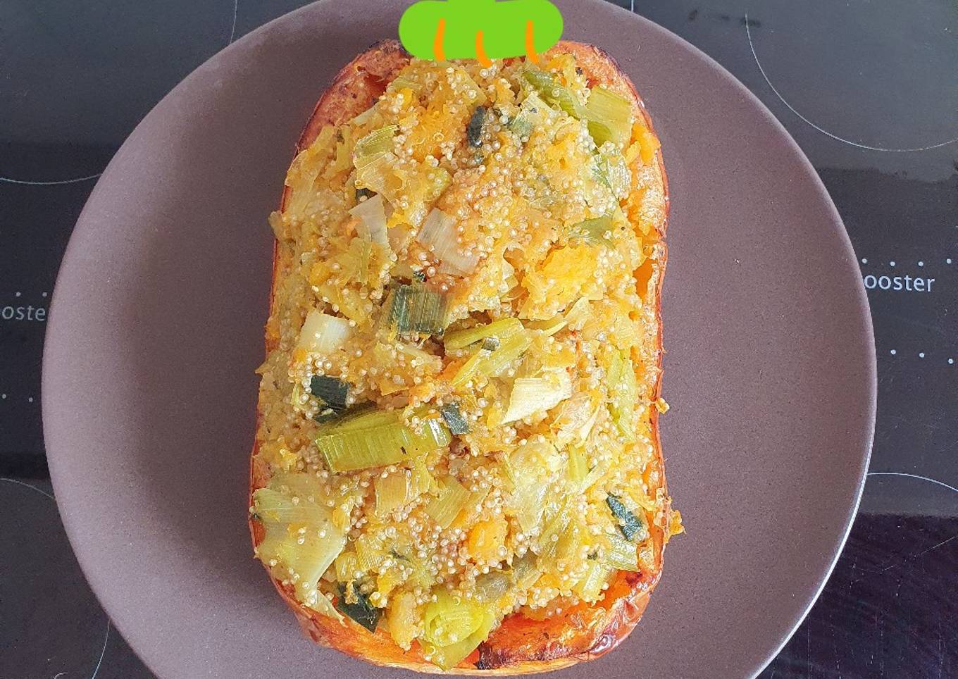 Butternut farcie aux quinoa et poireau