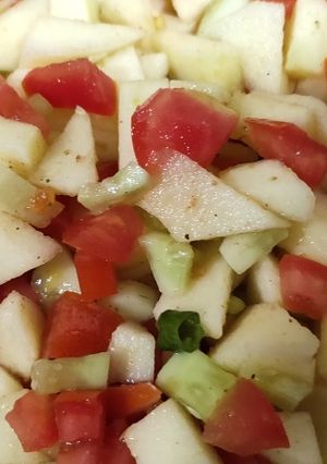 A picture of Cucumber Apple and Tomato Salad.