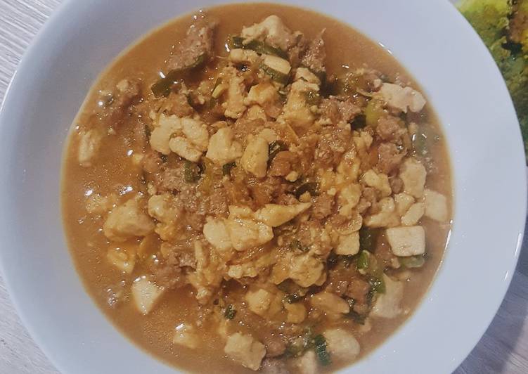 Cara Gampang Menyiapkan Tahu Daging Kecap / Minced Pork Tofu Soy Sauce (Bumbu Bacang) yang Lezat Sekali