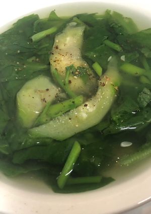Hình của món Canh rau mồng tơi mướp hương#bátcanhthanhmat.