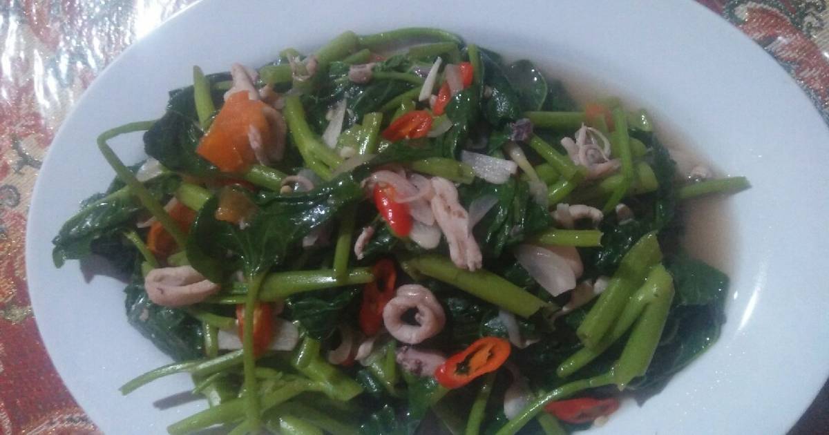 29 Resep Tumis Kangkung Cumi Saos Tiram Enak Dan Mudah Cookpad