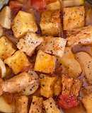 Đậu hủ, nấm và sườn chay kho cà chua thơm