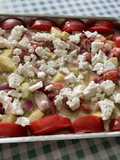 Salade de concombre, tomates et feta sauce roquefort