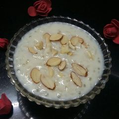 A picture of Rice Sago Gulkand pudding.