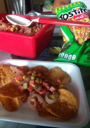 Una foto de Tostitos o tostilocos estilo Cynthia, Botana Rica!!!