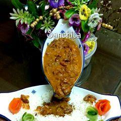 Rajma masala with rice and green salad A picture of Rajma masala with rice and green salad.