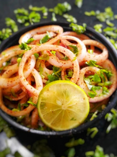 A picture of Laccha pyaz onion salad.