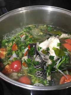 A picture of Tom Yum with Tilapia (Clear Soup).