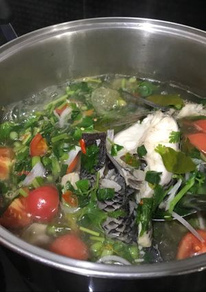 A picture of Tom Yum with Tilapia (Clear Soup).