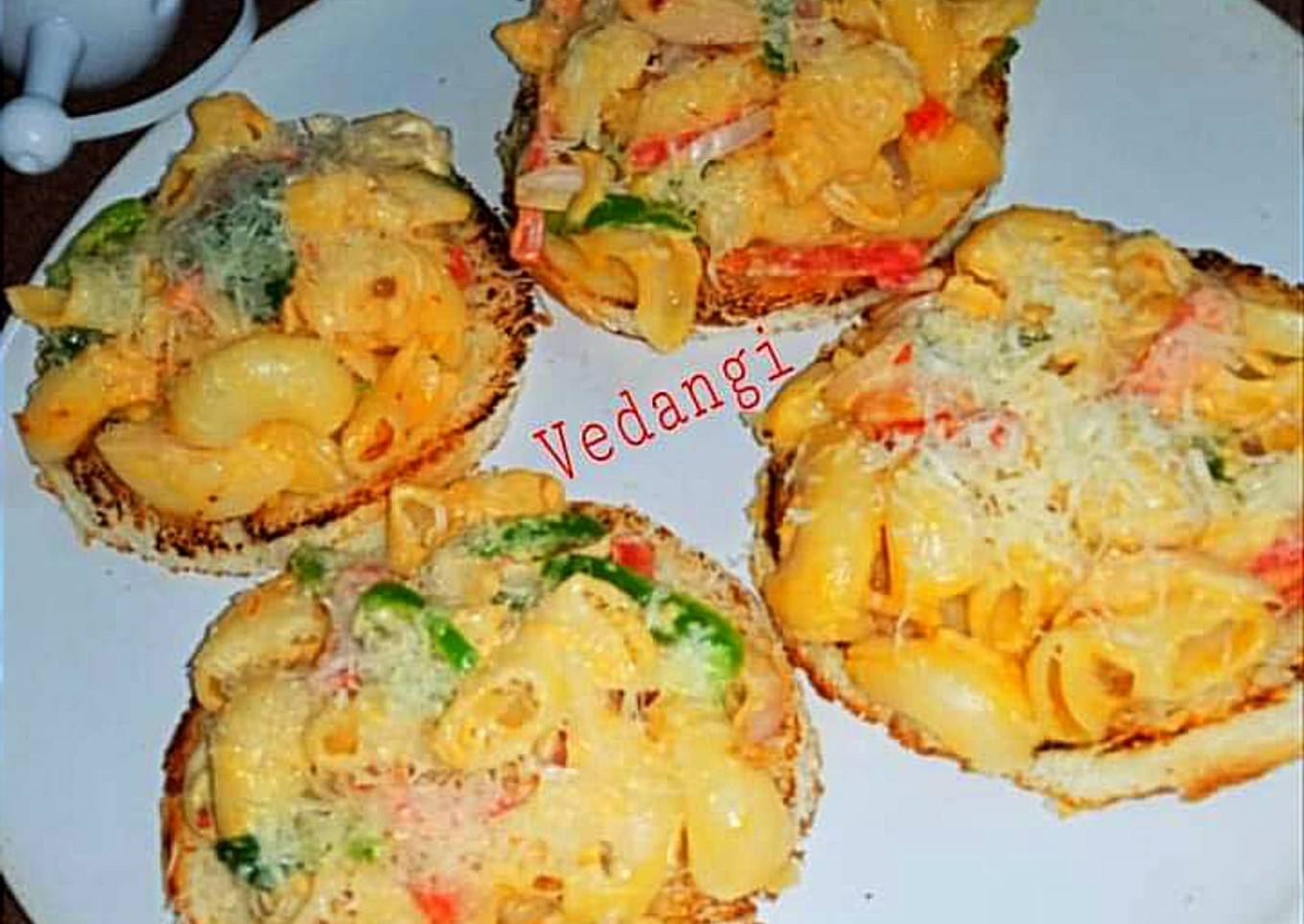 Pasta Open Toast Sandwiches