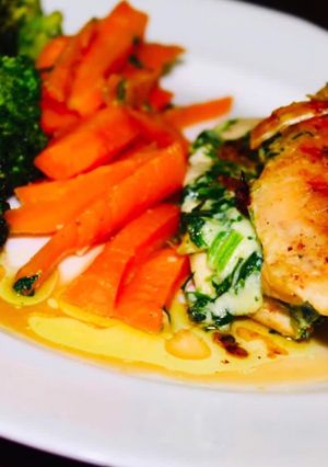 A picture of Stuffed chicken breast.