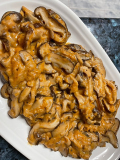 Una foto de Strogonoff de setas Shiitake en Thermomix