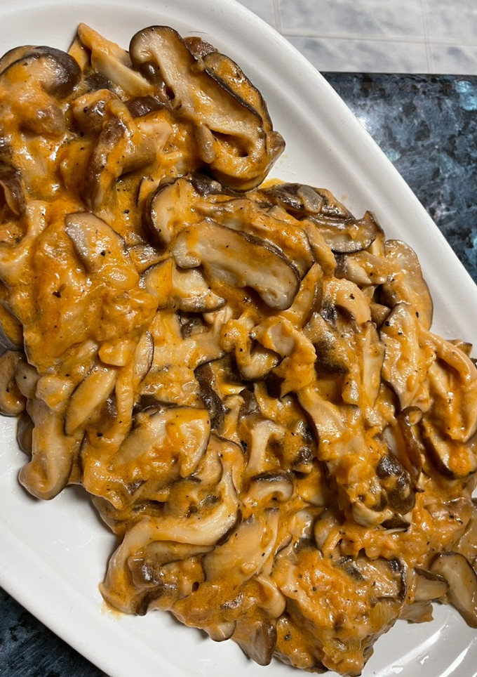 Una foto de Strogonoff de setas Shiitake en Thermomix