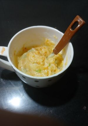 A picture of Rice flour khichu in microwave.