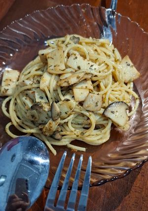 Foto resep Spaghetti Aglio Olio with King Oyster Mushroom