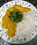 549. Pollo al Curry de mango y arroz basmati (principal carne)