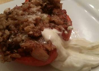 Best Recipe Beef  Tomato Stuffed Peppers w Yogurt Sauce Delicious Perfect