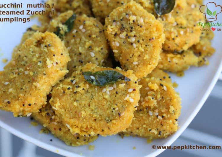 Recipe of Any-night-of-the-week Zucchini Muthia / Steamed Zucchini Dumplings