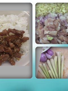 Hình của món Thịt heo kho sả, hành, mè.