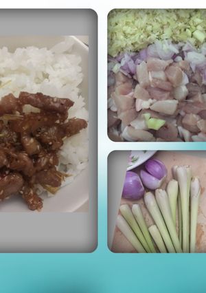 Hình của món Thịt heo kho sả, hành, mè.