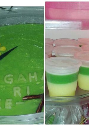 Foto resep Puding jagung lapis puding pandan suji
