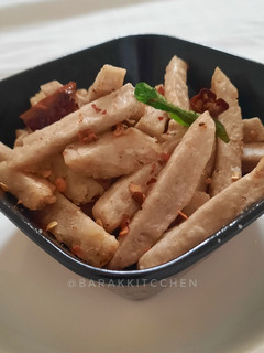 A picture of Elephant Yam Fries.