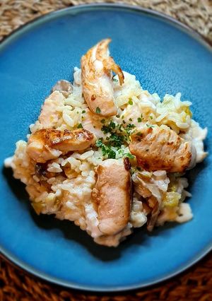 Une photo de Risotto Poulets Courgettes Champignon