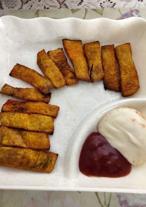 A picture of Masala Suran fingers made in Air fryer.
