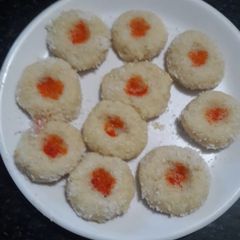 A picture of Coconut mawa peda.