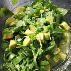 A picture of Rocket, Avocado salad with Chilli, Lime and Coriander.