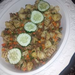 A picture of Potatoes n veg minced meat.