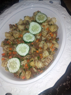 A picture of Potatoes n veg minced meat.