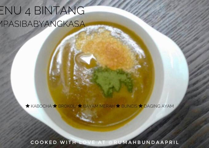 Mpasi 6m+ menu 4 bintang baby Angkasa : kabocha brokoli bayam merah buncis daging ayam