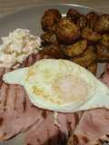 Gammon steaks with garlic and cajun air fryer potatoes