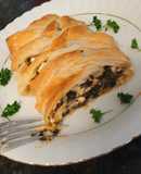 Mushroom, spinach parcel with feta cheese