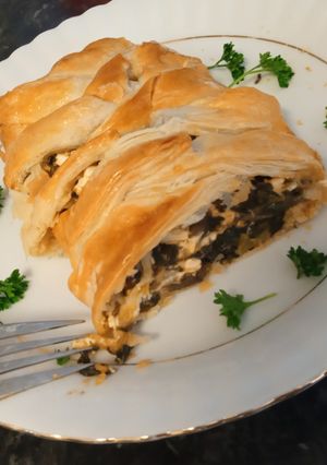 A picture of Mushroom, spinach parcel with feta cheese.