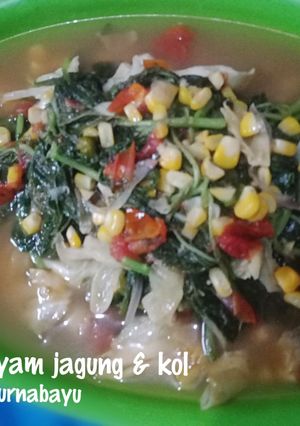 Foto resep Simpel oseng bayam, jagung,kol. Bumbu irit