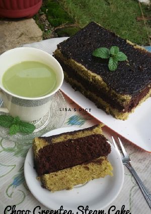 Foto resep Chocolate Green Tea Steam Cake