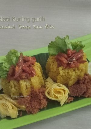 Foto resep Nasi Kuning Gurih + Sambal Tempe Ikan Bilis Satset