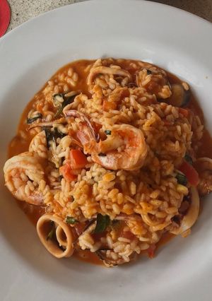 Una foto de Risotto de mariscos