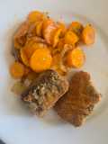 Pavé de Carpe en Croûte de Noisettes, Carottes au Gingembre et au Citron Confit