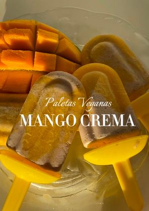 Una foto de Paletas Veganas: Mango Crema 🥭
