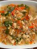 Sopa juliana de verduras con carne picada