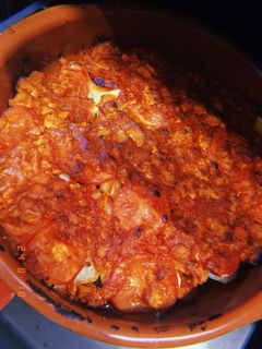 Una foto de Moussaka sin carne