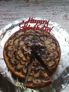 A picture of Eggless Marble Cake. (Cake In Pressure Cooker).