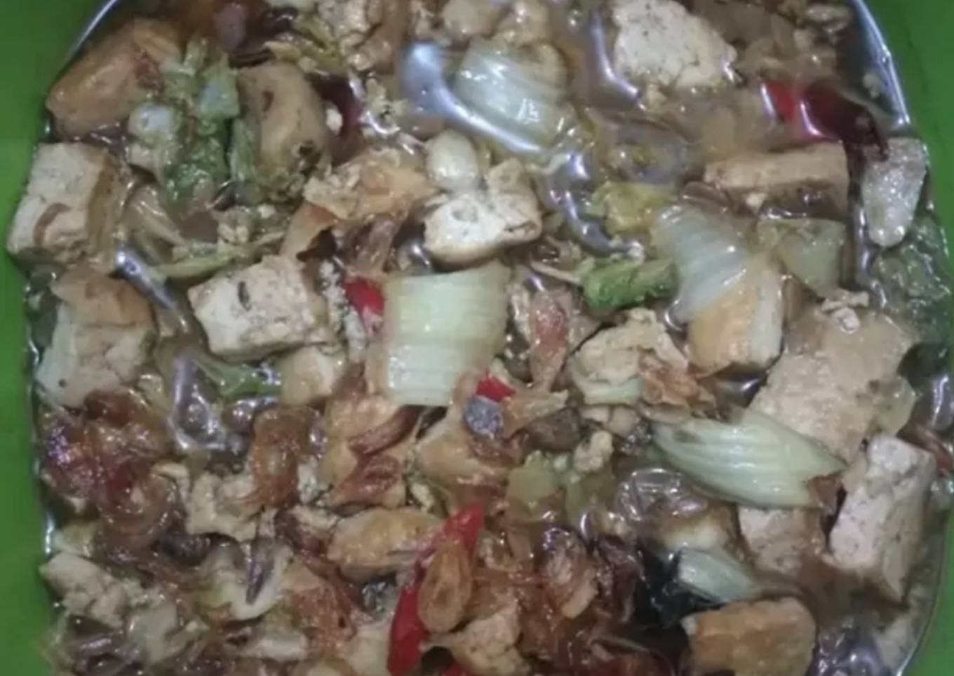 Tumis sawi putih tahu tauco