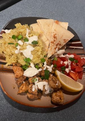 A picture of Street cart style chicken bowls.